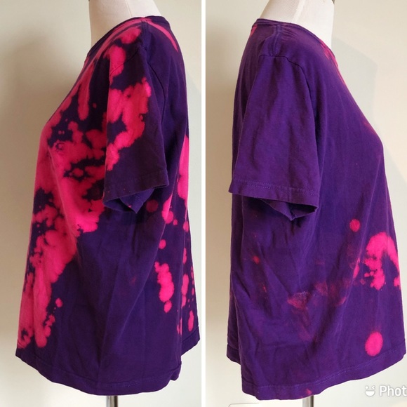 NCAA East Carolina University Purple Bleached Dye Pink Graphic Tee, size XL Jr. - Picture 14 of 15